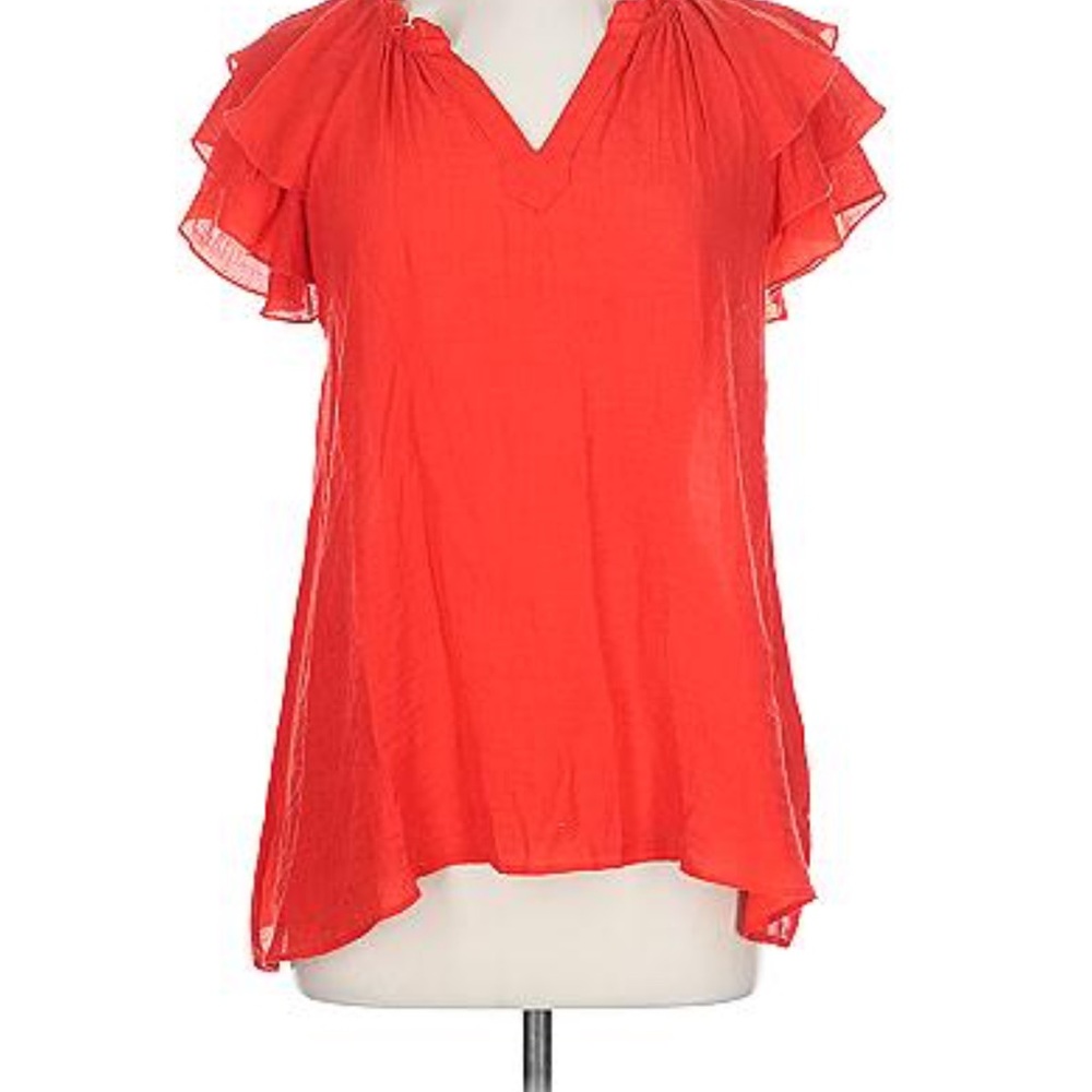 Nanette Lepore Vibrant Red Flutter Sleeve Blouse